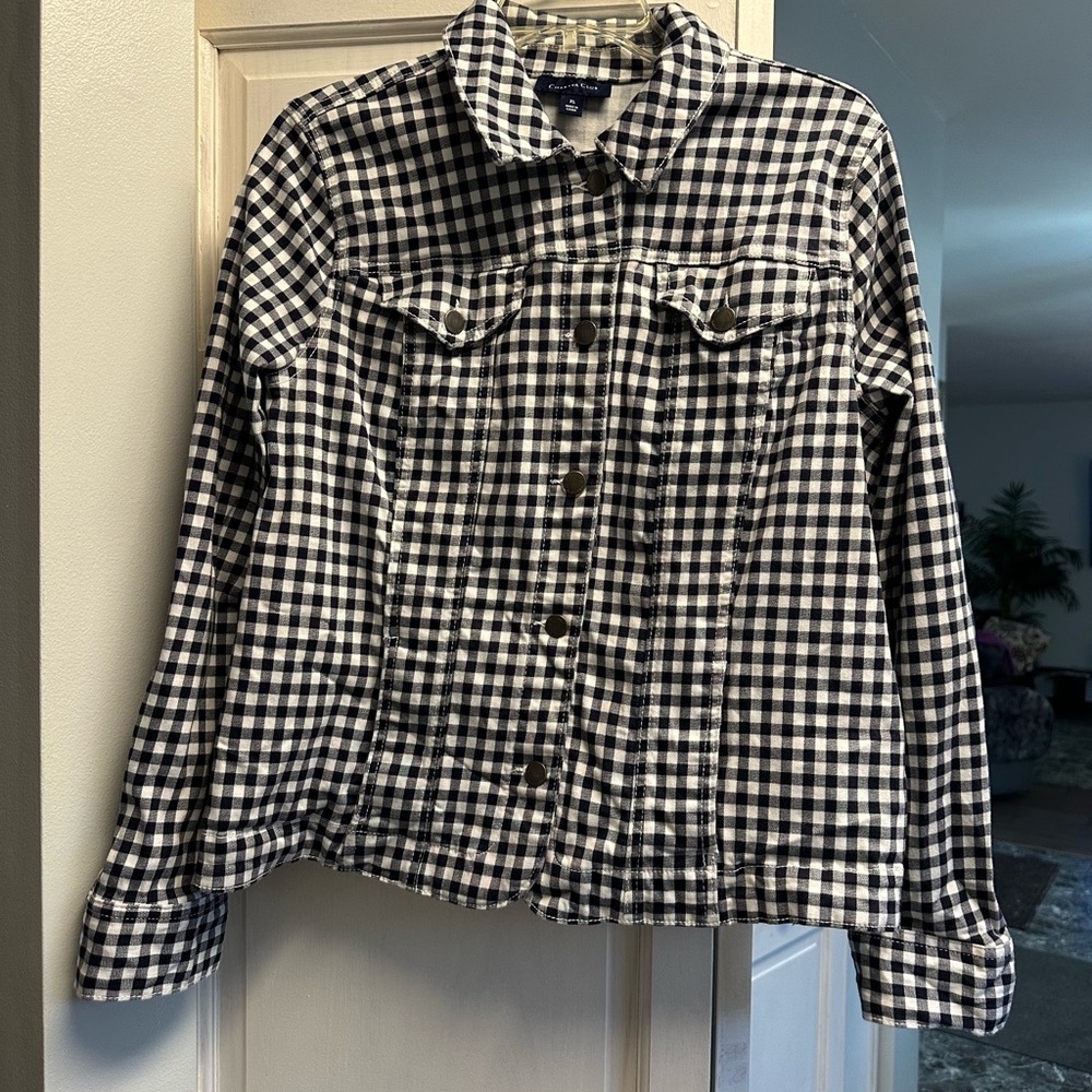 Charter Club Black and White Plaid Jacket